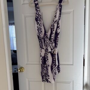 Bebe Purple and White Sleeveless Dress